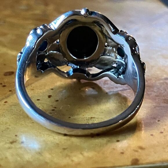 Natural Shungite Sleeping Beauty Turquoise Sterling Silver Ring Size 8 - Picture 5 of 9